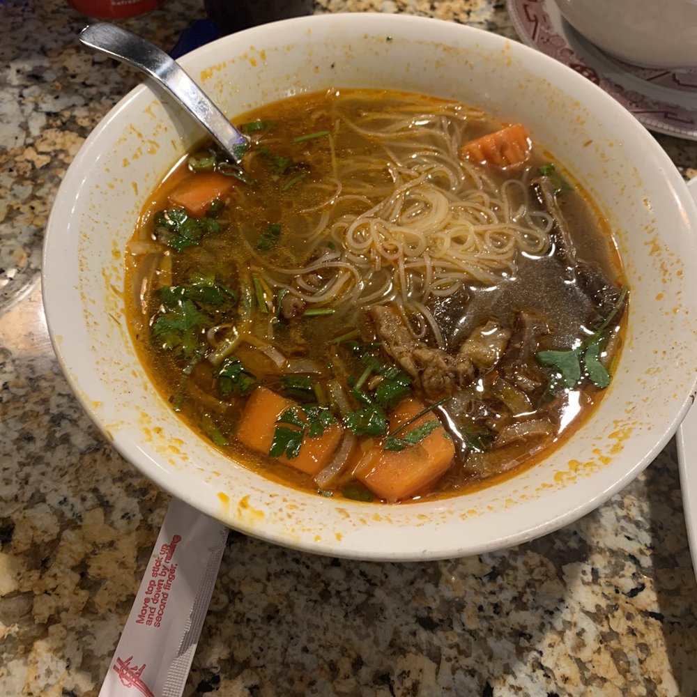 Pho Ha #7 - #64 (sorry I was hungry and dug in before eating photo) Not as spicy as it appears. Tasty!! (add chili oil on table for spicy fans) - Vietnamese Near Me - Riverside, California Pho Ha #7 - #64 (sorry I was hungry and dug in before eating photo) Not as spicy as it appears. Tasty!! (add chili oil on table for spicy fans) - Vietnamese Near Me - Riverside, California