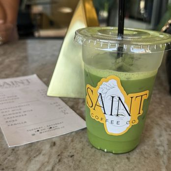 Saint Coffee - My daughter's lavender vanilla matcha latte - Coffee & Tea Near Me - Fresno, California Saint Coffee - My daughter's lavender vanilla matcha latte - Coffee & Tea Near Me - Fresno, California