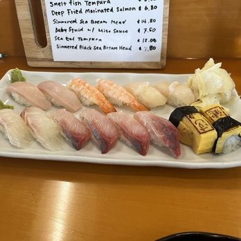 Sushi Ken - Hamachi shrimp scallop red snapper amaberjack tamago - Sushi Bars Near Me - Torrance, California Sushi Ken - Hamachi shrimp scallop red snapper amaberjack tamago - Sushi Bars Near Me - Torrance, California