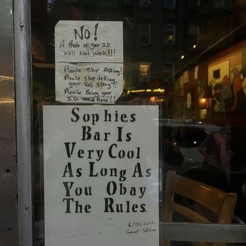 Sophie's - "Obay" The Rules. - Dive Bars Near Me - New York, New York Sophie's - "Obay" The Rules. - Dive Bars Near Me - New York, New York