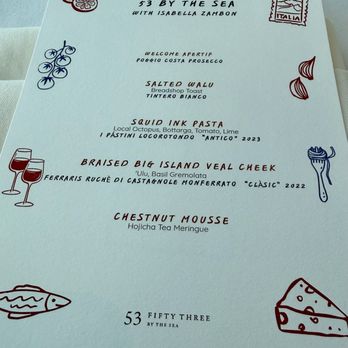 53 By The Sea - The menu for the night - Seafood Near Me - Honolulu, Hawaii 53 By The Sea - The menu for the night - Seafood Near Me - Honolulu, Hawaii