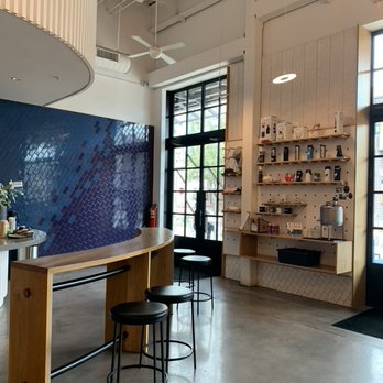 Houndstooth Coffee - inside they have a selection of houndstooth merch and things like chemex, v60s, aeropress - Coffee & Tea Near Me - Austin, Texas