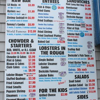 Tommy's Clam Shack - 8/2017 menu - Seafood Near Me - Warwick, Rhode Island Tommy's Clam Shack - 8/2017 menu - Seafood Near Me - Warwick, Rhode Island
