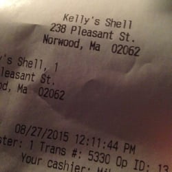 Shell - Kelly's Shell -- 238 Pleasant Street, Norwood                          Slip