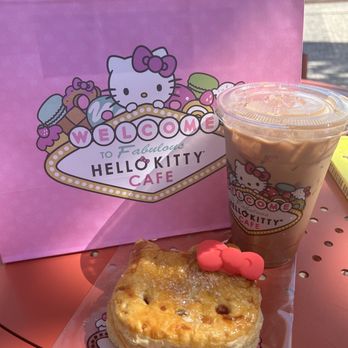 Hello Kitty Cafe - Strawberry pastry, zebra mocha - Desserts Near Me - Las Vegas, Nevada