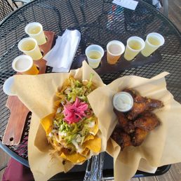 Chicken Nachos and Chipotle wings.