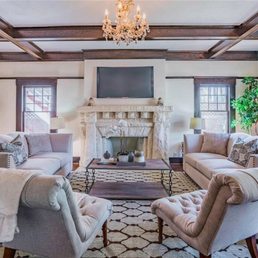 Formal living room staging.