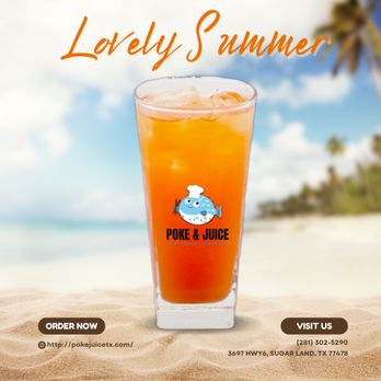 Poke and Juice Time - Beat the heat and nourish your body with LOVELY SUMMER juice! Packed with vitamins, antioxidants, and the refreshing taste of summer fruits. - Juice Bars & Smoothies Near Me - Sugar Land, Texas Poke and Juice Time - Beat the heat and nourish your body with LOVELY SUMMER juice! Packed with vitamins, antioxidants, and the refreshing taste of summer fruits. - Juice Bars & Smoothies Near Me - Sugar Land, Texas