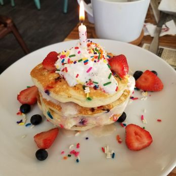 Hatch 44 Cafe - My surprise birthday pancake cake...Thank you hatch 44 cafe!!! - Cafes Near Me - Metuchen, New Jersey