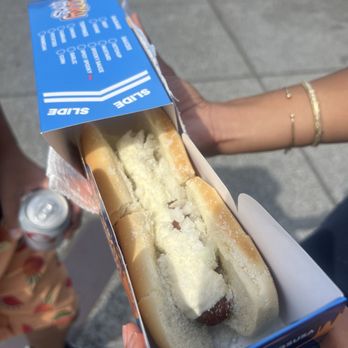 Spooky Dogs - Beef hot dog with onion, parmesan cheese, and garlic mayo. - Food Trucks Near Me Spooky Dogs - Beef hot dog with onion, parmesan cheese, and garlic mayo. - Food Trucks Near Me