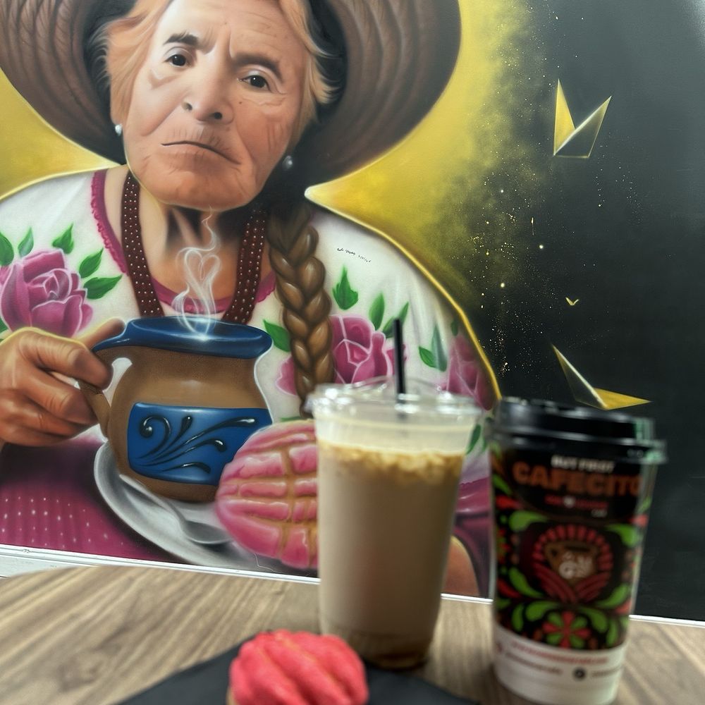 Mazapan iced latte, forgot the name of the warm drink and a mini concha - which was from their mini pastry assortment bags. Mazapan iced latte, forgot the name of the warm drink and a mini concha - which was from their mini pastry assortment bags.