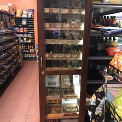 Humidor filled with a variety of hand rolled cigars