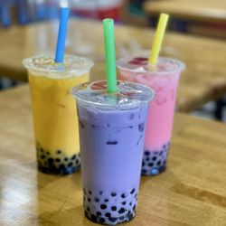 Mango, Taro & Watermelon Boba Tea.