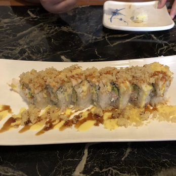The Frying Pan - Titanic roll Shrimp, salmon, avocado, tempura crunch and some delicious sauce - Sushi Bars Near Me - Dixon, California The Frying Pan - Titanic roll Shrimp, salmon, avocado, tempura crunch and some delicious sauce - Sushi Bars Near Me - Dixon, California