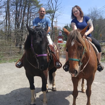 Mountain Creek Riding Stables - Ashley and Chunk on the right and Toby and I on the left posing for a photoshoot after our wonderful ride! - Horseback Riding Near Me - Cresco, Pennsylvania Mountain Creek Riding Stables - Ashley and Chunk on the right and Toby and I on the left posing for a photoshoot after our wonderful ride! - Horseback Riding Near Me - Cresco, Pennsylvania