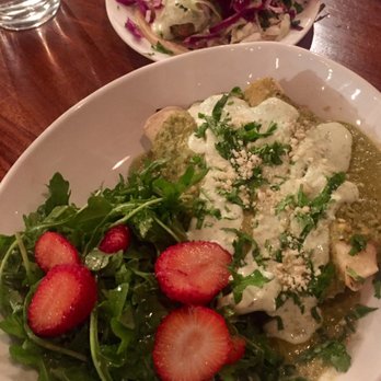 Seabirds Kitchen - Awesome enchiladas with side salad and a beer battered avocado taco - Vegan Near Me - Costa Mesa, California