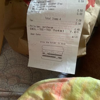 Wendy's - a receipt for a burger - Fast Food Near Me - Philadelphia, Pennsylvania Wendy's - a receipt for a burger - Fast Food Near Me - Philadelphia, Pennsylvania