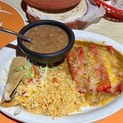 Karolina's Mexican Food - Lunch Mexican Plate, requested charro beans instead of refried beans.