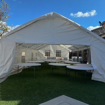 Russell Rentals - One of our canopies + table and chairs used for a wedding reception - Party Equipment Rentals Near Me