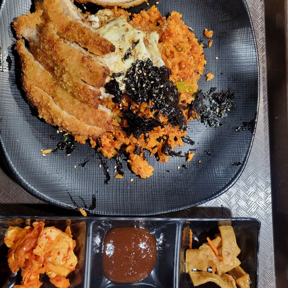 BBQ Town - Pork katsu, kimchi rice and banchan - Korean Near Me - San Jose, California BBQ Town - Pork katsu, kimchi rice and banchan - Korean Near Me - San Jose, California