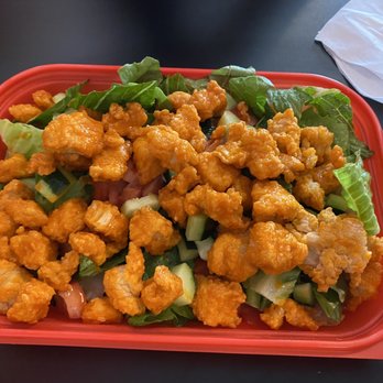 The Buffalo Spot - Buffalo salad- cucumbers, tomatoes, lettuce and Buffalo chicken. - Chicken Wings Near Me - Phoenix, Arizona