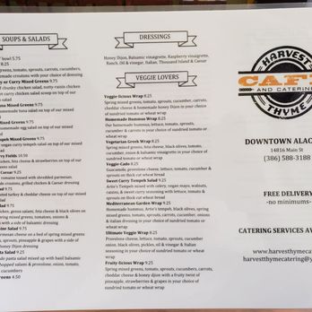 Harvest Thyme Cafe - Menu as of 9/5/20 - Sandwiches Near Me - Alachua, Florida