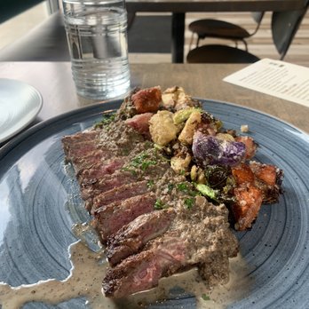 Black Walnut  - Cast iron strip | Peruvian potatoes | sprouts.The veggies had this amazing texture and flavor! I'd go there just for those! 3/27 - New American Near Me - Oklahoma City, Oklahoma