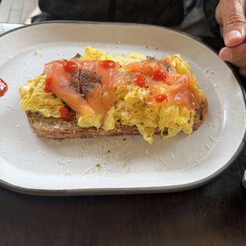 The Tavern - Cheesy scrambled eggs with salmon on top - Venues & Event Spaces Near Me - Los Olivos, California The Tavern - Cheesy scrambled eggs with salmon on top - Venues & Event Spaces Near Me - Los Olivos, California