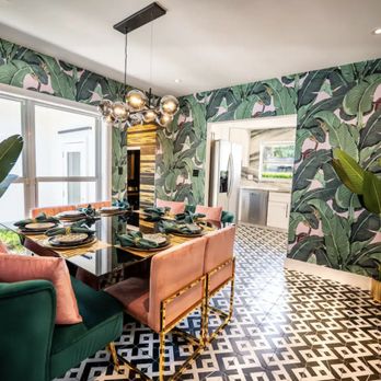 JMK Contractor - a dining room with tropical wallpaper - General Contractors Near Me - Miami Beach, Florida JMK Contractor - a dining room with tropical wallpaper - General Contractors Near Me - Miami Beach, Florida