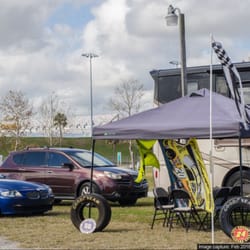 Racetrack RV Park - A view of the stands at Daytona International Speedway from every site in Daytona Racetrack RV Park.