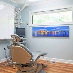 Treman & Treman Family Dental Care - One of Dr Steve's treatment rooms. Beautiful view of downtown Wilmington to enjoy while we "cater to cowards with gentle dental care".