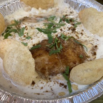 Bomy's Authentic Indian Cuisine - Bhalla Papdi chaat- a cool temperatured appetizer with marvelous flavors.  Fried bread and puffs but you need nan too for - Indian Near Me - Warsaw, Indiana