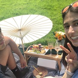 Simple picnic, sunny so they included an umbrella!
