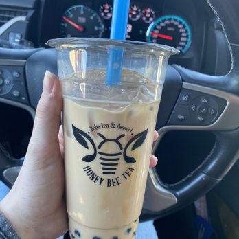 Honey Bee Tea - Tiger with Brown Sugar Boba Milk Tea with Pudding. Sooooooo good! - Bubble Tea Near Me - Manchester, Missouri
