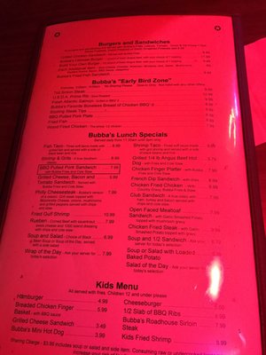 Menu photo 8 Bubba's Roadhouse & Saloon Cape Coral, FL