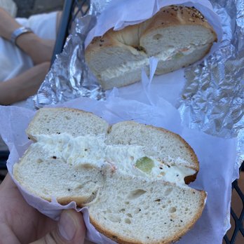 Three Star Bagels - Toasted Everything bagel w/ veggie cream cheese - Bagels Near Me - Fort Lee, New Jersey
