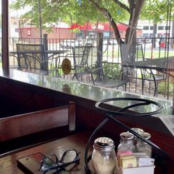 View from our table, looking out on outdoor seating