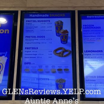 Auntie Anne's - Their menu. - Pretzels Near Me - Torrance, California Auntie Anne's - Their menu. - Pretzels Near Me - Torrance, California