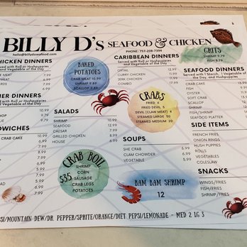 Billy D's Seafood - the menu for the restaurant - Seafood Near Me - Portsmouth, Virginia Billy D's Seafood - the menu for the restaurant - Seafood Near Me - Portsmouth, Virginia
