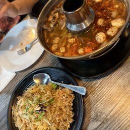 Thai chicken fried rice and beef tom yum!