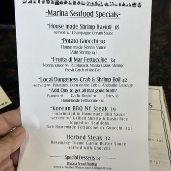 Marina Seafood Dockside Patio - Menu - Seafood Near Me - Berkeley, California