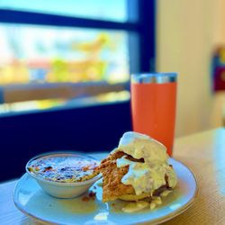 Sweetmilk - Chicken and biscuit with greets/ pimento