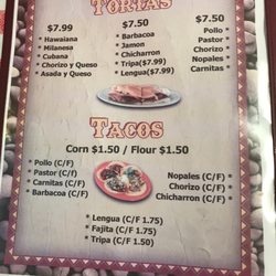 Restaurante Y  Taqueria Mary - Menu