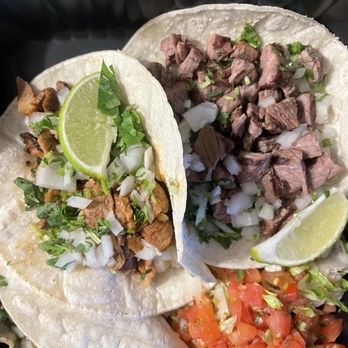 Casa Los Abuelos - Street Tacos (3) - we got two Al pastor and one carne asada - Mexican Near Me - Placerville, California
