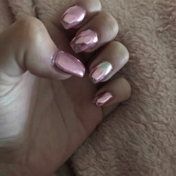 New set, rose gold chrome powder with one platinum ombré and rose gold
