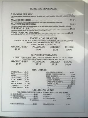 Menu photo 8 Three Amigos Mexican Restaurant & Cantina Butte, MT
