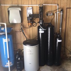 Well water system with a new well pump and bladder tank