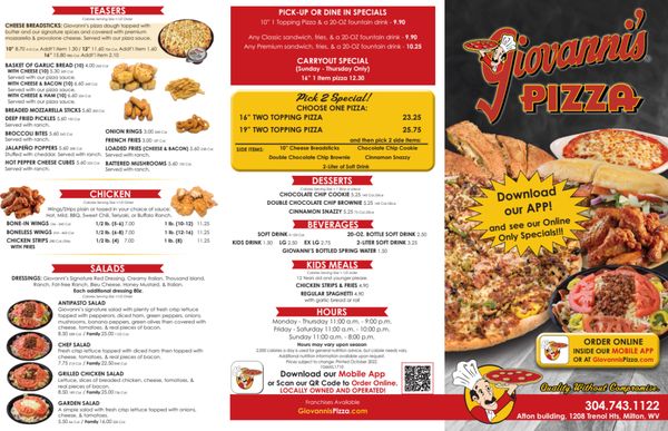 Menu photo 2 Giovanni's Pizza Milton, WV Menu photo 2 Giovanni's Pizza Milton, WV