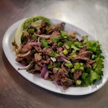 Ruen Pair - Nam Tok salad! (Pork or Beef recommended and vegetarian option with tofu is available) - Thai Near Me - Los Angeles, California Ruen Pair - Nam Tok salad! (Pork or Beef recommended and vegetarian option with tofu is available) - Thai Near Me - Los Angeles, California