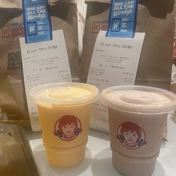Wendy's - Small sized Orange Dreamsicle Frosty and Classic Chocolate Frosty. - Burgers Near Me - Brentwood, California Wendy's - Small sized Orange Dreamsicle Frosty and Classic Chocolate Frosty. - Burgers Near Me - Brentwood, California